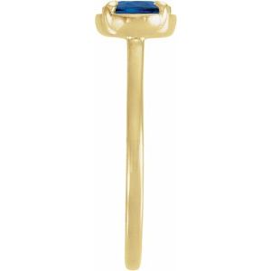 10K Yellow Gold Lab-Grown Blue Sapphire Claw-Prong Bezel-Style Ring – image 3