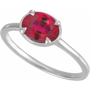 14K White Gold Lab-Grown Ruby Claw-Prong Bezel-Style Ring – image 4