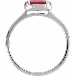 14K White Gold Lab-Grown Ruby Claw-Prong Bezel-Style Ring – image 2