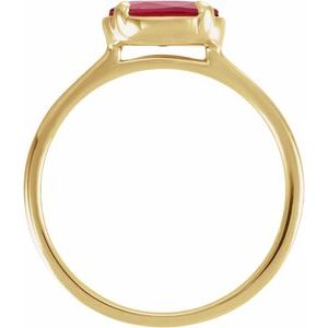 14K Yellow Gold Lab-Grown Ruby Claw-Prong Bezel-Style Ring – image 2