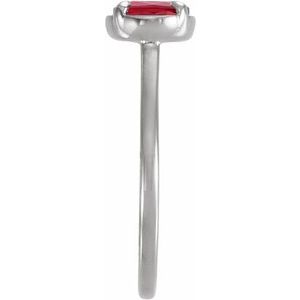 10K White Gold Lab-Grown Ruby Claw-Prong Bezel-Style Ring – image 3