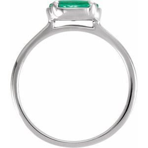 14K White Gold Lab-Grown Emerald Claw-Prong Bezel-Style Ring – image 2
