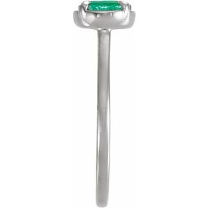 14K White Gold Lab-Grown Emerald Claw-Prong Bezel-Style Ring – image 3