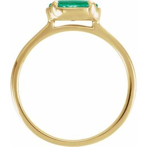 14K Yellow Gold Lab-Grown Emerald Claw-Prong Bezel-Style Ring – image 2