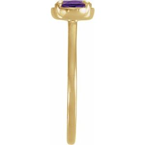 14K Yellow Gold Lab-Grown Amethyst Claw-Prong Bezel-Style Ring – image 3
