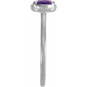 14K White Gold Lab-Grown Amethyst Claw-Prong Bezel-Style Ring – image 3
