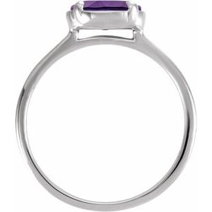 14K White Gold Lab-Grown Amethyst Claw-Prong Bezel-Style Ring – image 2
