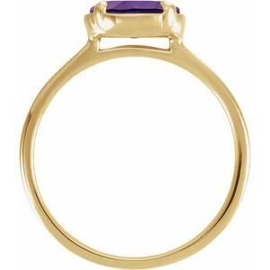 14K Yellow Gold Lab-Grown Amethyst Claw-Prong Bezel-Style Ring – image 2