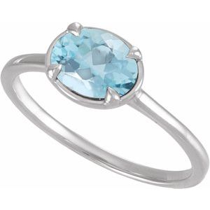 Sterling Silver Natural Aquamarine Claw-Prong Bezel-Style Ring – image 4