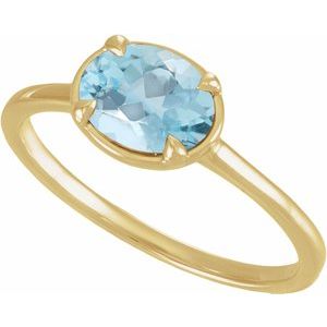 14K Yellow Gold Natural Aquamarine Claw-Prong Bezel-Style Ring – image 4
