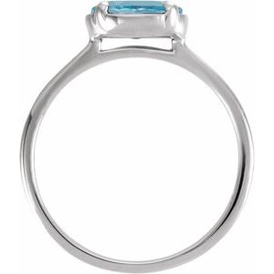 Sterling Silver Natural Aquamarine Claw-Prong Bezel-Style Ring – image 2