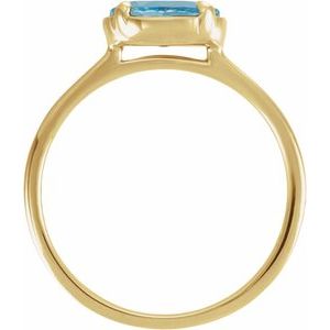 14K Yellow Gold Vermeil Natural Aquamarine Claw-Prong Bezel-Style Ring – image 2