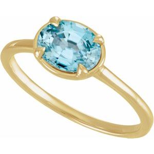 10K Yellow Gold Natural Blue Zircon Claw-Prong Bezel-Style Ring – image 4