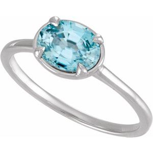 10K White Gold Natural Blue Zircon Claw-Prong Bezel-Style Ring – image 4