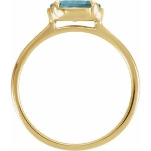 14K Yellow Gold Natural Blue Zircon Claw-Prong Bezel-Style Ring – image 2