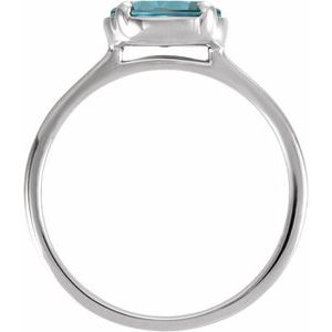 10K White Gold Natural Blue Zircon Claw-Prong Bezel-Style Ring – image 2