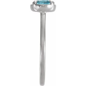 14K White Gold Natural Blue Zircon Claw-Prong Bezel-Style Ring – image 3
