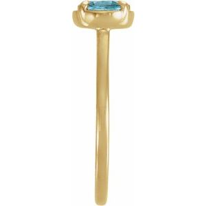 10K Yellow Gold Natural Blue Zircon Claw-Prong Bezel-Style Ring – image 3