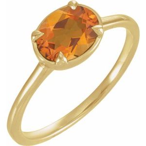 14K Yellow Gold Natural Citrine Claw-Prong Bezel-Style Ring