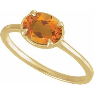 14K Yellow Gold Natural Citrine Claw-Prong Bezel-Style Ring – image 4