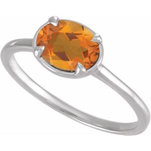 10K White Gold Natural Citrine Oval Claw-Prong Bezel-Style Ring – image 4