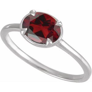 Sterling Silver Natural Mozambique Garnet Claw-Prong Bezel-Style Ring – image 4