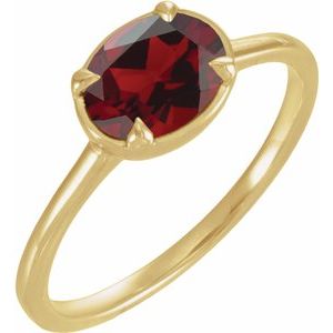 14K Yellow Gold Vermeil Natural Mozambique Garnet Claw-Prong Bezel-Style Ring