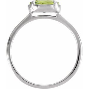 10K White Gold Natural Peridot Claw-Prong Bezel-Style Ring – image 2