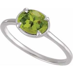 10K White Gold Natural Peridot Claw-Prong Bezel-Style Ring – image 4