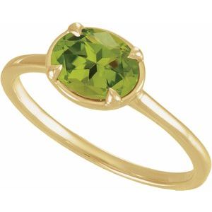 10K Yellow Gold Natural Peridot Claw-Prong Bezel-Style Ring – image 4