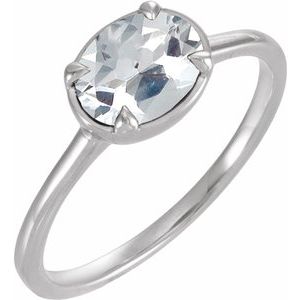 14K White Gold 1 1/4 CT Lab-Grown Diamond Claw-Prong Bezel-Style Ring