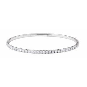 14K White Gold 3 CTW Lab-Grown Diamond Flexible Bangle 7" Bracelet