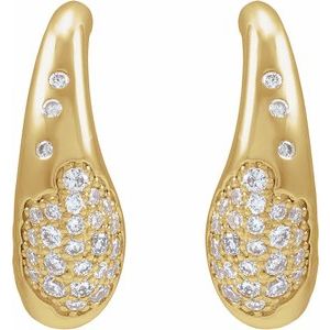 14K Yellow Gold 1/4 CTW Lab-Grown Hoop Pavé-Style Earrings – image 3