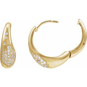 14K Yellow Gold 1/4 CTW Lab-Grown Hoop Pavé-Style Earrings – image 2