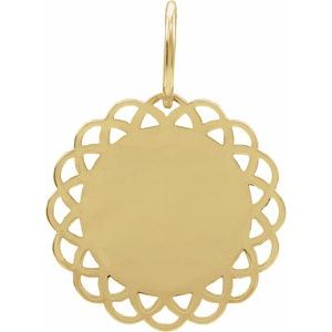 14K Yellow Gold Engravable Vintage-Inspired Disc Pendant – image 4