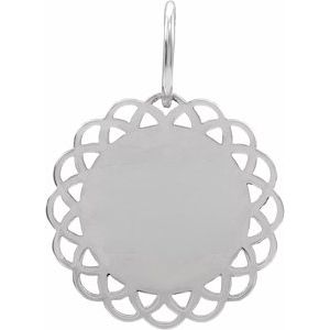 14K White Gold Engravable Vintage-Inspired Disc Pendant – image 4