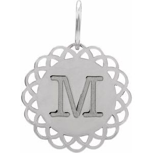 14K White Gold Engravable Vintage-Inspired Disc Pendant – image 5