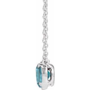 14K White Gold Natural Blue Zircon Claw-Prong Bezel-Style 18" Necklace – image 2