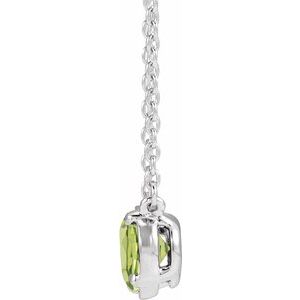 14K White Gold Natural Peridot Claw-Prong Bezel-Style 18" Necklace – image 2