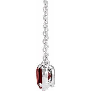 14K White Gold Natural Mozambique Garnet Claw-Prong Bezel-Style 18" Necklace – image 2