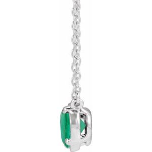 10K White Gold Lab-Grown Emerald Claw-Prong Bezel-Style 18" Necklace – image 2