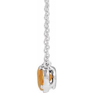 10K White Gold Natural Citrine Claw-Prong Bezel-Style 18" Necklace – image 2