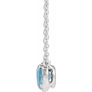 Sterling Silver Natural Aquamarine Claw-Prong Bezel-Style 18" Necklace – image 2