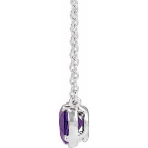 14K White Gold Natural Amethyst Claw-Prong Bezel-Style 18" Necklace – image 2
