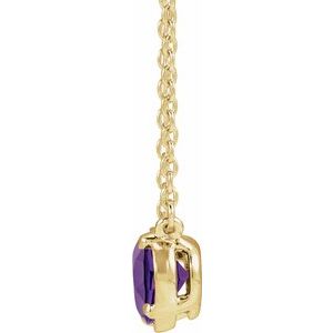 14K Yellow Gold Natural Amethyst Claw-Prong Bezel-Style 18" Necklace – image 2