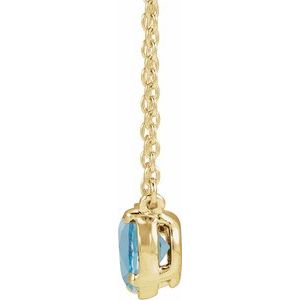 14K Yellow Gold Natural Aquamarine Claw-Prong Bezel-Style 18" Necklace – image 2