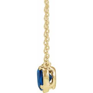 14K Yellow Gold Lab-Grown Blue Sapphire Claw-Prong Bezel-Style 18" Necklace – image 2