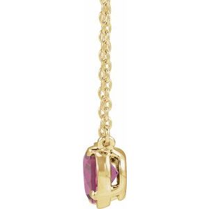 14K Yellow Gold Natural Pink Tourmaline Claw-Prong Bezel-Style 18" Necklace – image 2