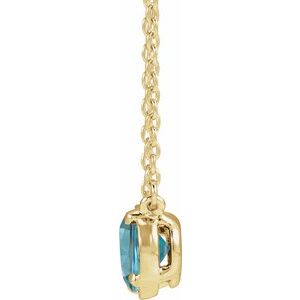 14K Yellow Gold Natural Blue Zircon Claw-Prong Bezel-Style 18" Necklace – image 2