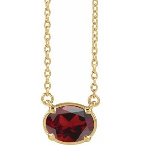 14K Yellow Gold Vermeil Natural Mozambique Garnet Claw-Prong Bezel-Style 18" Necklace